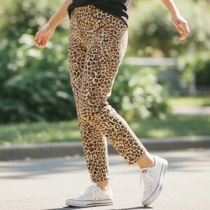 Charter Club Lexington Straight Leg Leopard Print Tummy Slimming Pants Sz 10 NWT